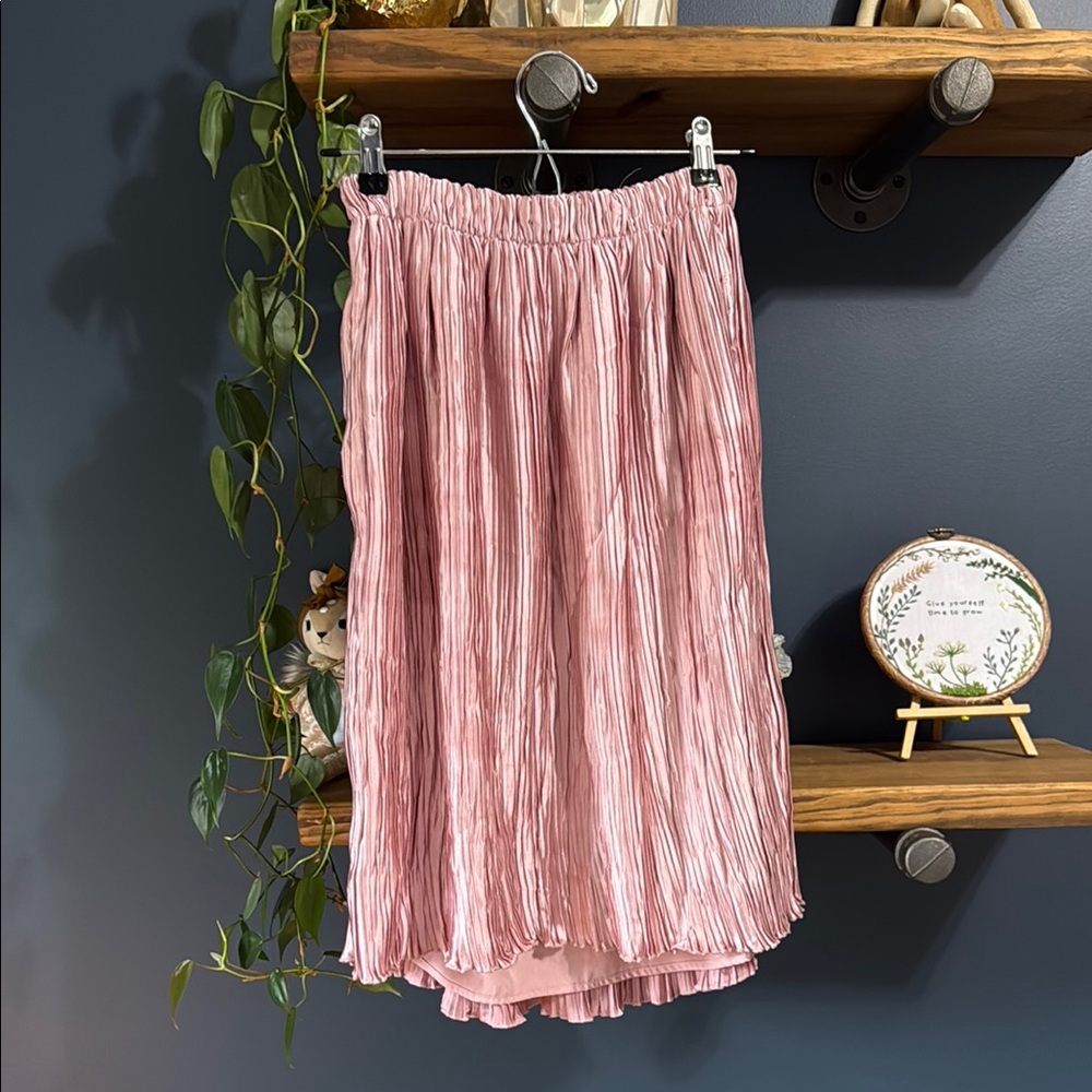 Abercrombie Kids Pink Metallic Pleated Midi Skirt with pockets!! Sz 11/12